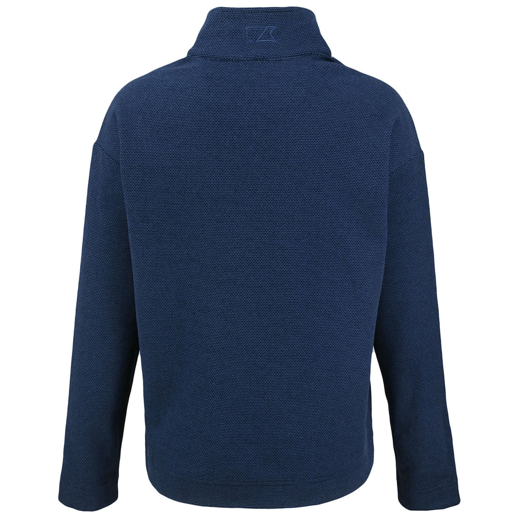 Cutter & Buck Women's Navy Blue Hunts Point Eco Textured Fleece Recycled Snap Pullover