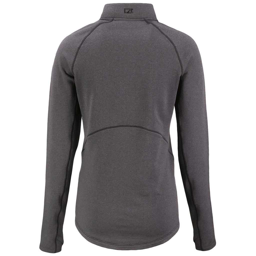 Cutter & Buck Women's Black Heather Peshastin Eco Recycled Half Zip Pullover