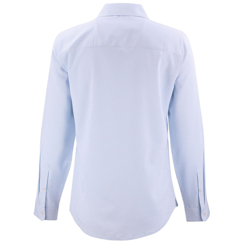 Cutter & Buck Women's Pale Blue/White Skyline Epic Confidence Recycled Pinstripe Long Sleeve Dress Shirt