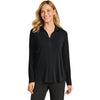 Port Authority Women's Deep Black Luxe Knit Button Tunic