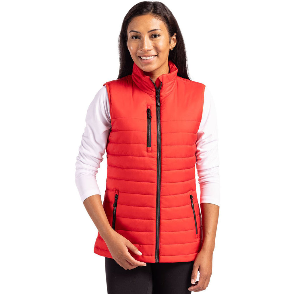 Clique Women's Red Valhalla Full Zip Puffer Vest