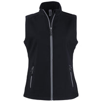 Clique Women's Black/Pure Slate Tempo Stretch Full Zip Softshell Vest