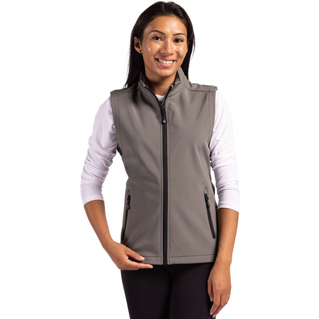Clique Women's Pure Slate/Black Tempo Stretch Full Zip Softshell Vest