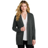 Port Authority Women's Charcoal Heather Easy Care Open-Front Cardigan Sweater