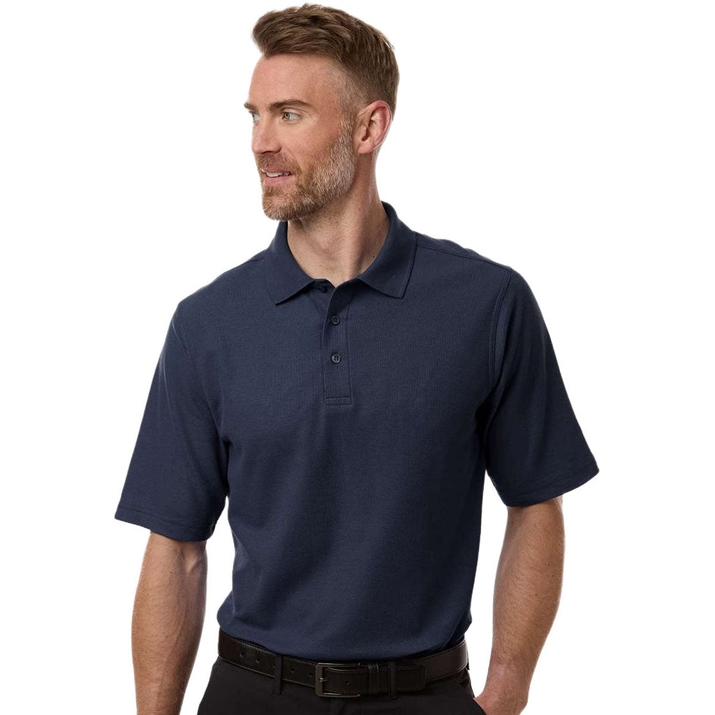Harriton Men's Dark Navy Tall Maverick CVC Pique Polo
