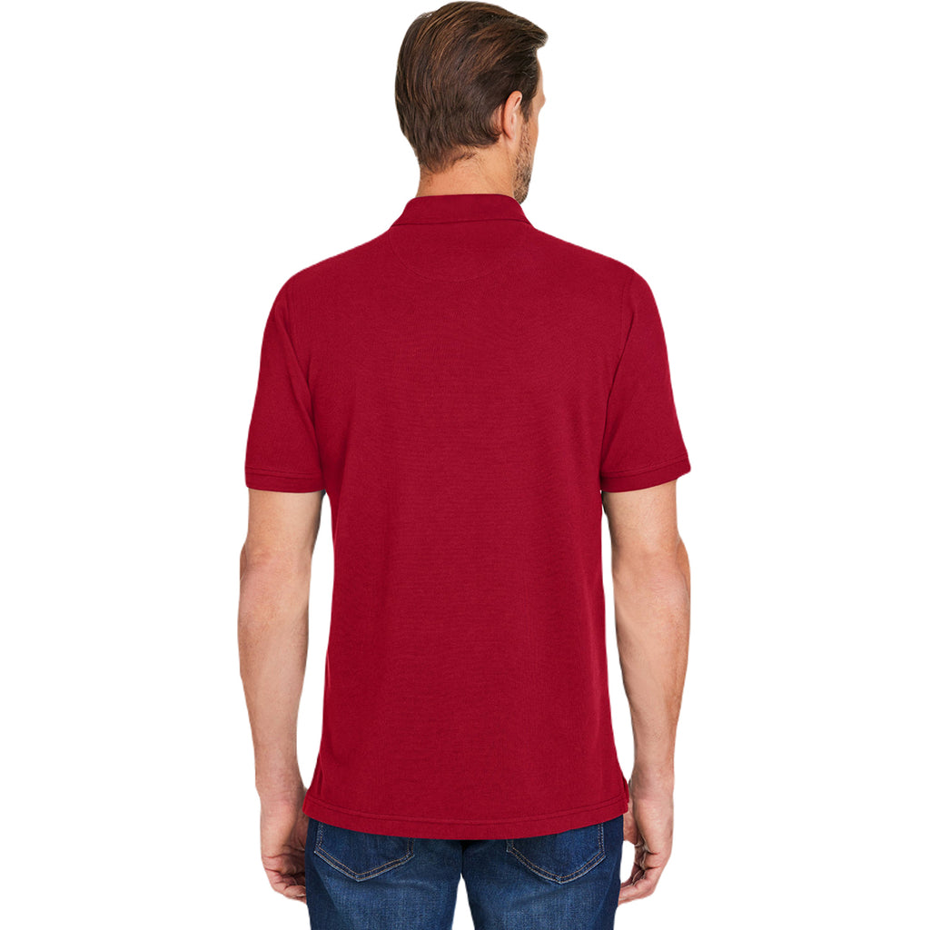 Harriton Men's Red Valiant Cotton Snag Protect Polo