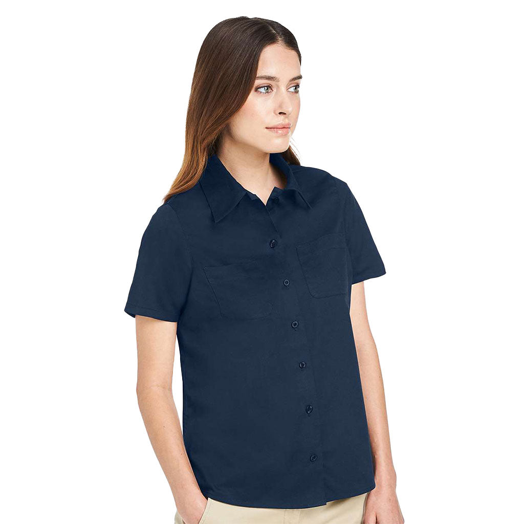 Harriton Women's Dark Navy Advantage IL Short Sleeve Dress Shirt