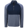 Cutter & Buck Men's Navy Blue Heather/Navy Blue Adapt Eco Knit Hybrid Recycled Quarter Zip