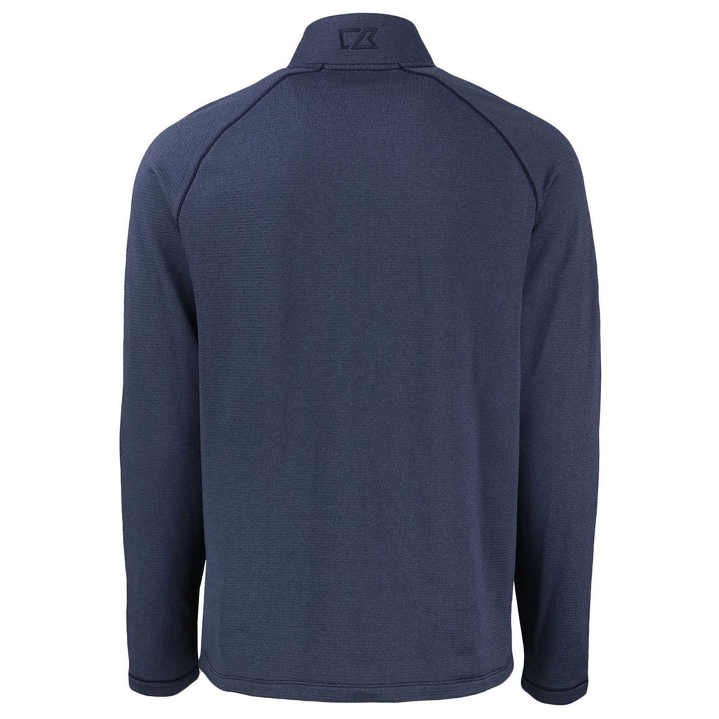Cutter & Buck Men's Navy Blue Heather Peshastin Fleece Recycled Full Zip Jacket