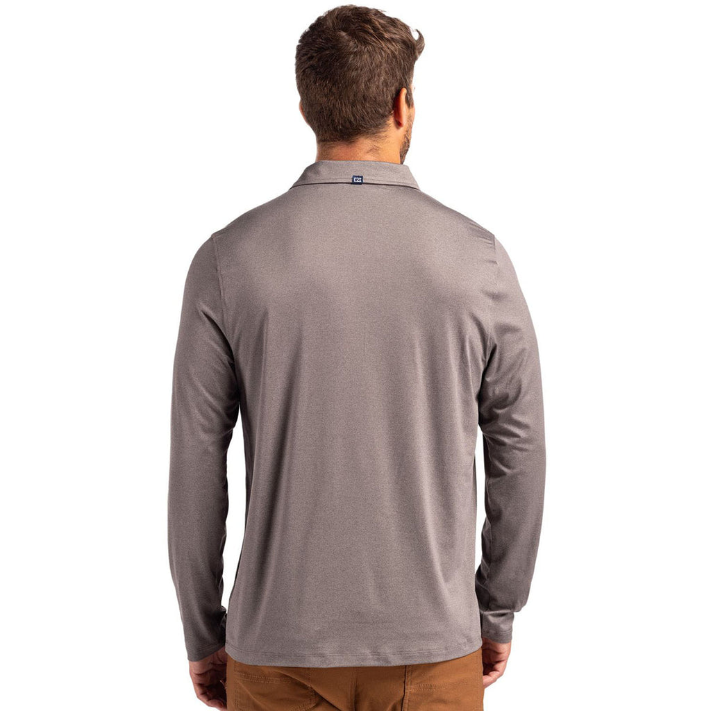 Cutter & Buck Men's Elemental Grey Coastline Epic Comfort Recycled Long Sleeve Polo