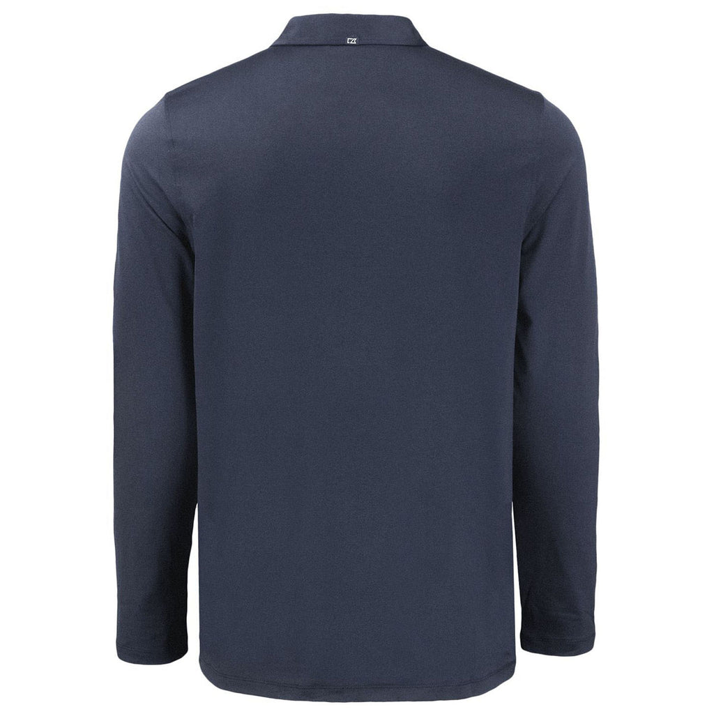 Cutter & Buck Men's Navy Blue Coastline Epic Comfort Recycled Long Sleeve Polo