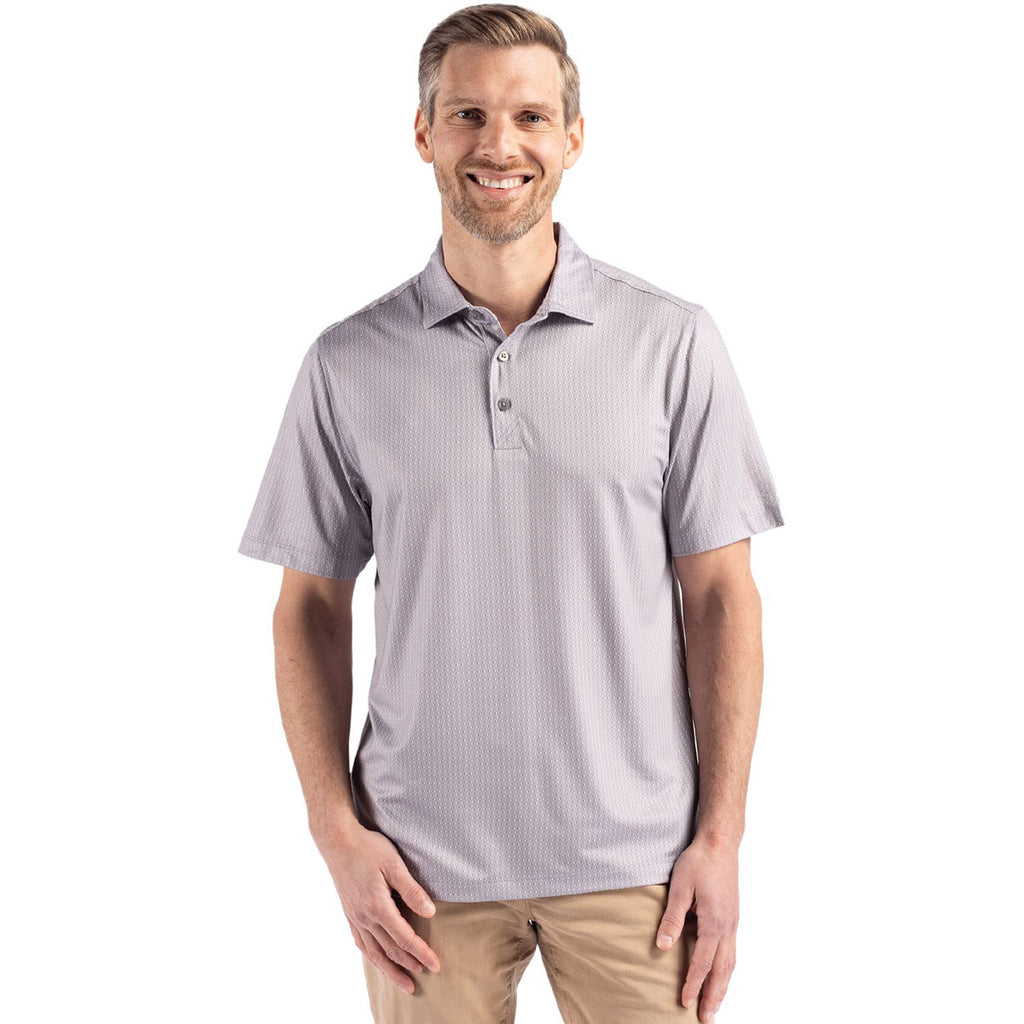 Cutter & Buck Men's Polished Pike Eco Shadow Check Print Recycled Polo