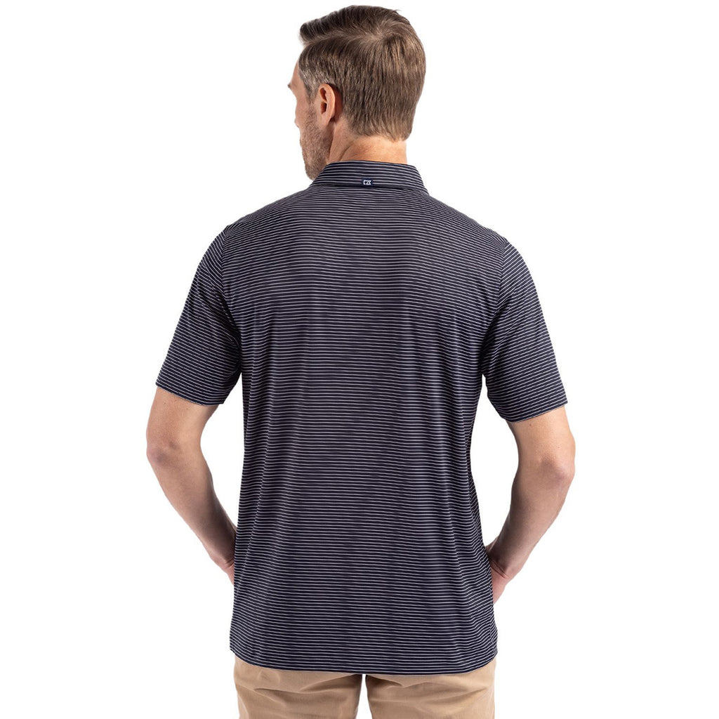 Cutter & Buck Men's Navy Blue/White Forge Eco Fine Line Stripe Stretch Recycled Polo