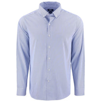 Cutter & Buck Men's Tour Blue/White Skyline Epic Confidence Recycled Pinstripe Long Sleeve Dress Shirt