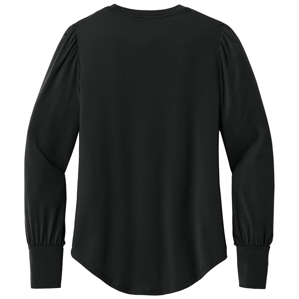 Mercer+Mettle Women's Deep Black Stretch Jersey Long Sleeve Blouson Top