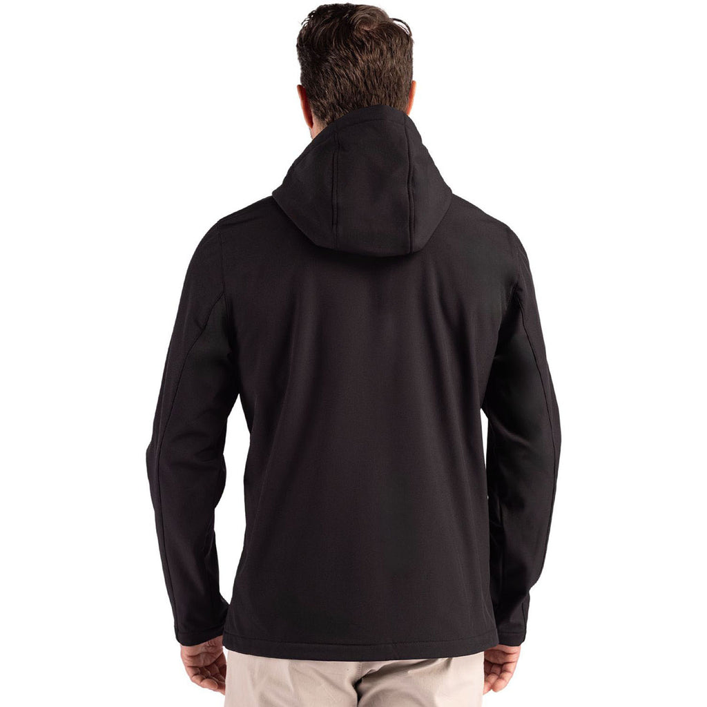 Clique Men's Black/Bottle Green Tempo Recycled Stretch Softshell Hooded Jacket