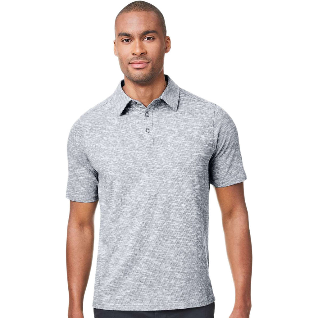 North End Men's Black Heather Eclipse Jacquard Polo