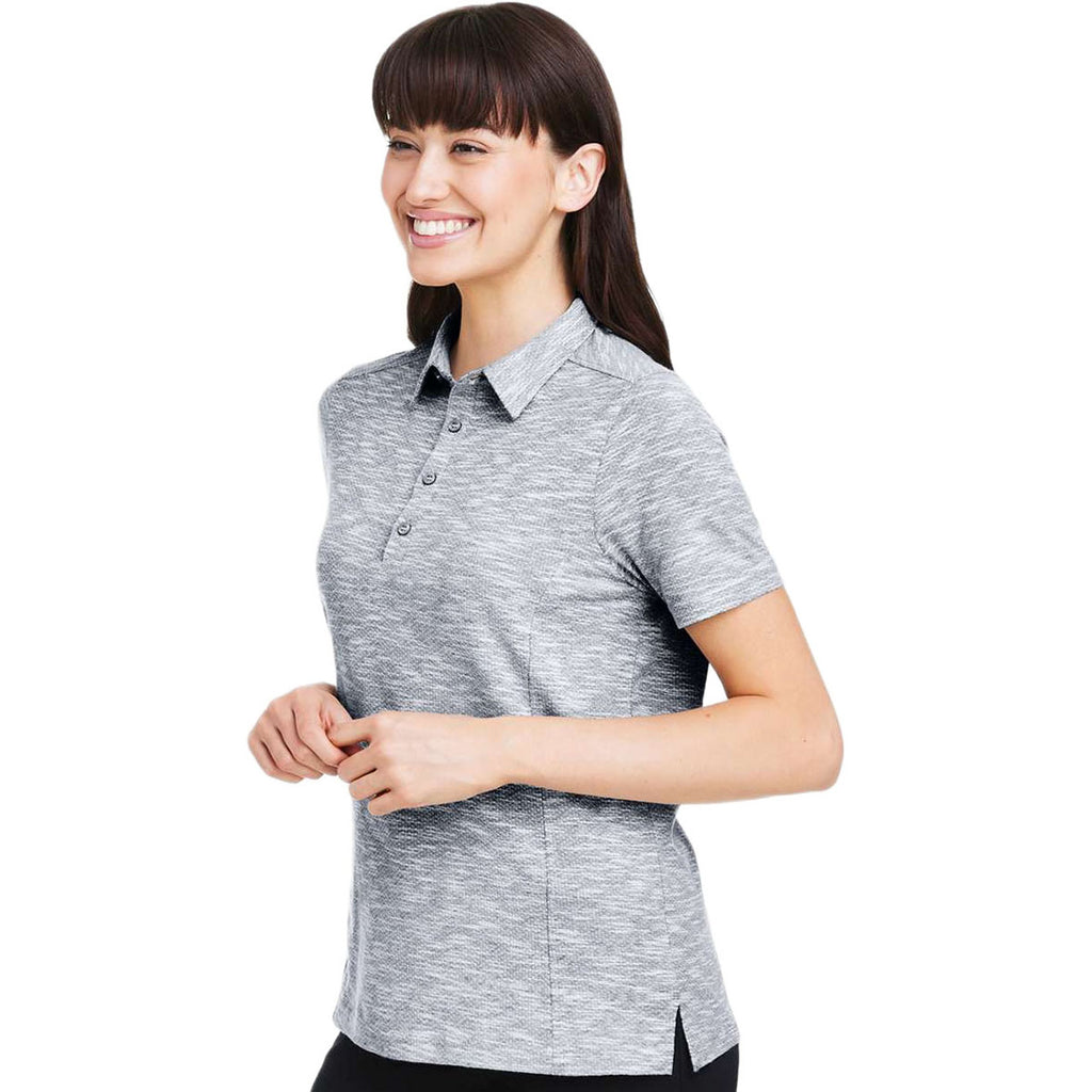 North End Women's Black Heather Eclipse Jacquard Polo