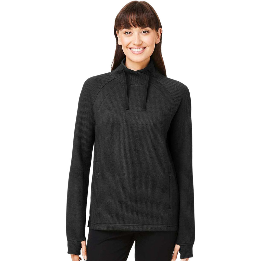 North End Women's Black Rhythm Waffle Quarter-Zip Pullover