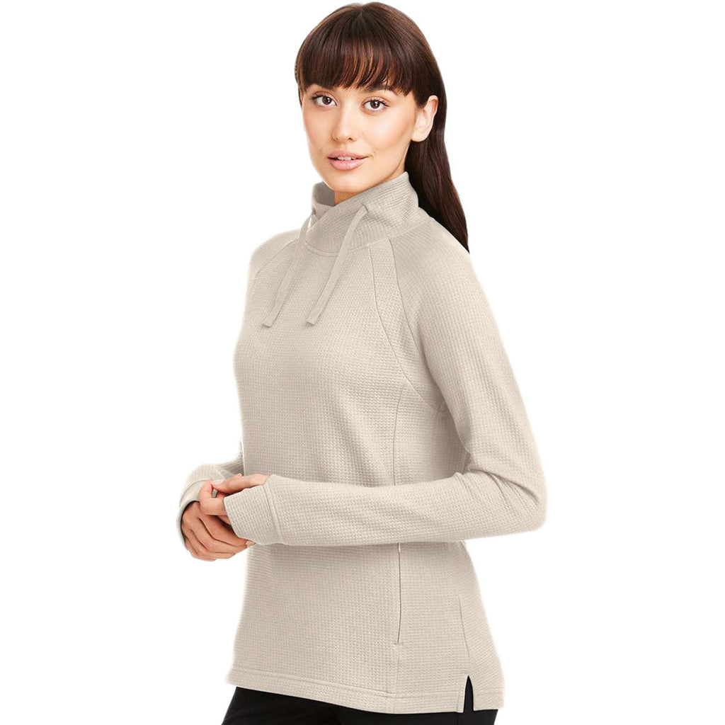 North End Women's Oatmeal Rhythm Waffle Quarter-Zip Pullover