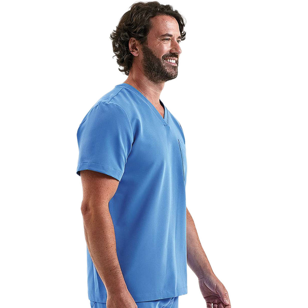 Onna Men's Ceil Blue Limitless V-Neck Stretch Scrub Top