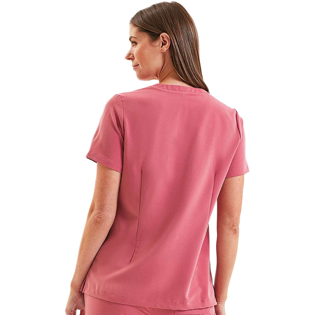 Onna Women's Calm Pink Limitless V-Neck Stretch Scrub Top