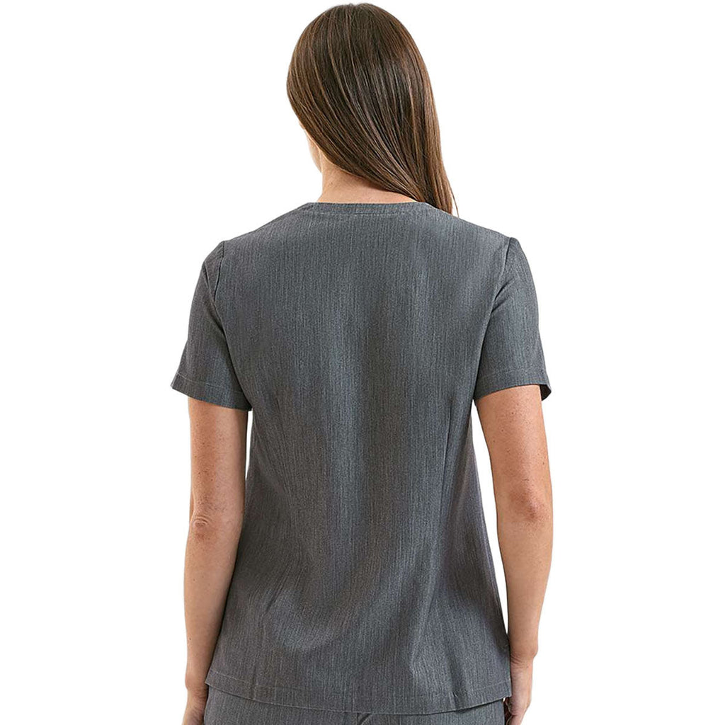 Onna Women's Dynamo Grey Limitless V-Neck Stretch Scrub Top