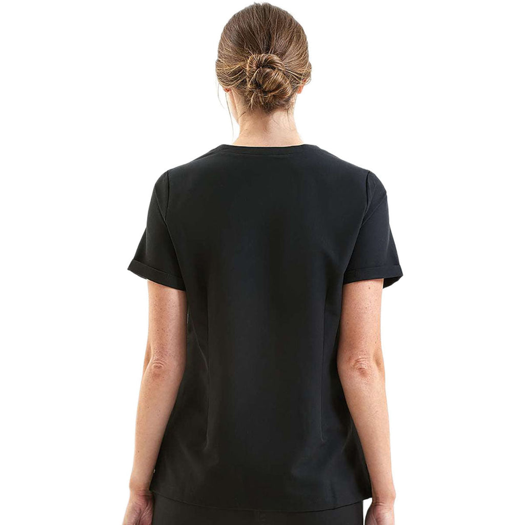 Onna Women's Black Invisible V-Neck Stretch Scrub Top