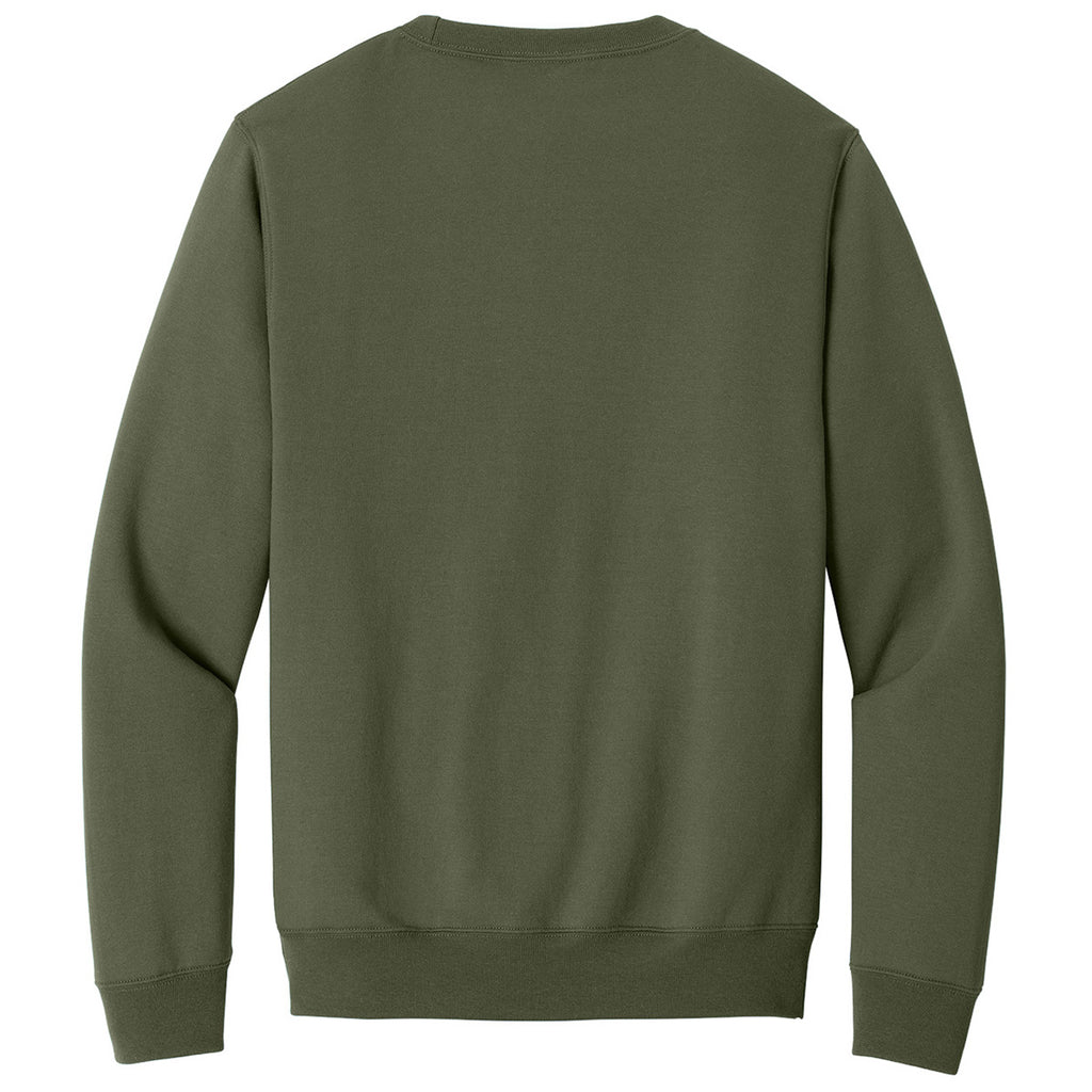 Port & Company Unisex Olive Drab Green Core Fleece Crewneck Pocket Sweatshirt