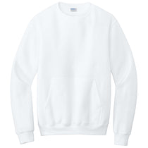 Port & Company Unisex White Core Fleece Crewneck Pocket Sweatshirt