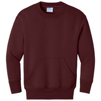 Port & Company Youth Maroon Core Fleece Crewneck Pocket Sweatshirt