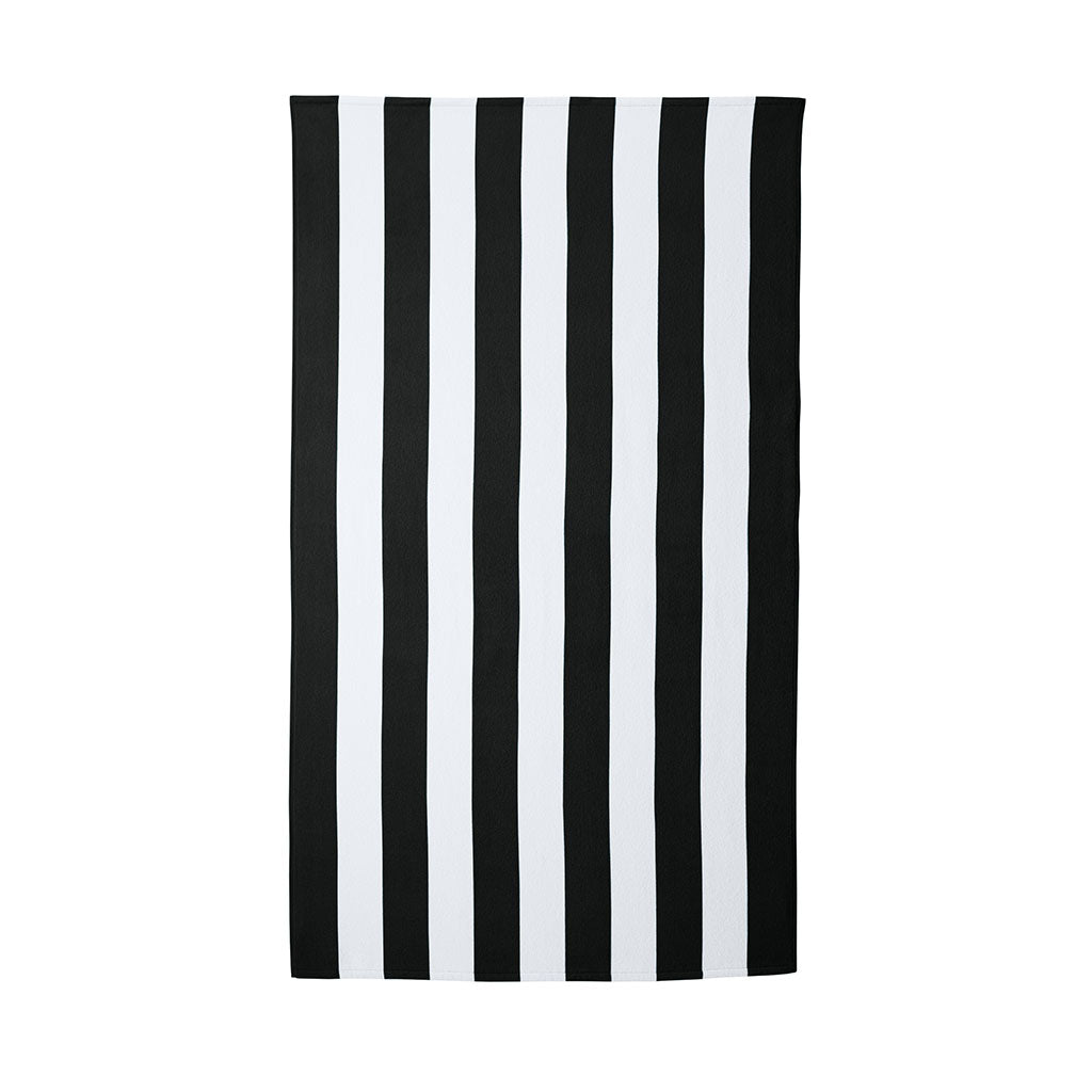 Port Authority Black Cabana Stripe Beach Towel