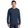 Port & Company Men's Navy Tall Long Sleeve Essential Pocket Tee