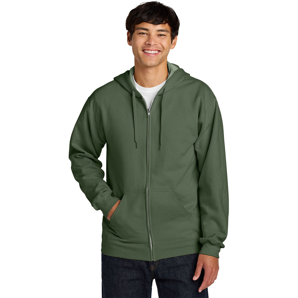 Gildan Men's Military Green Softstyle Midweight Fleece Full-Zip Hooded Sweatshirt