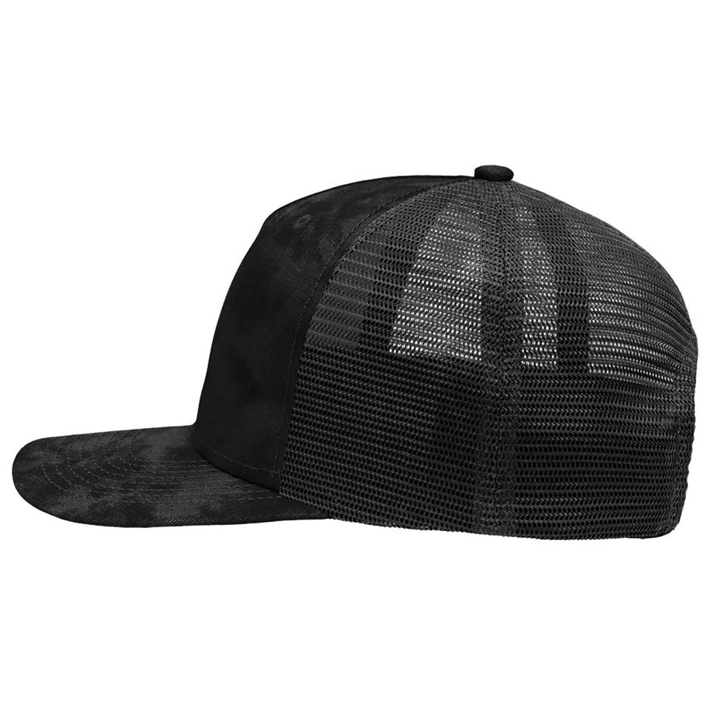 Sportsman Old Wash Black/Black Modern Five-Panel Trucker Fit Cap