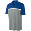 Sport-Tek Men's True Royal/Grey Concrete Heather/White UV Micropique Colorblock Polo