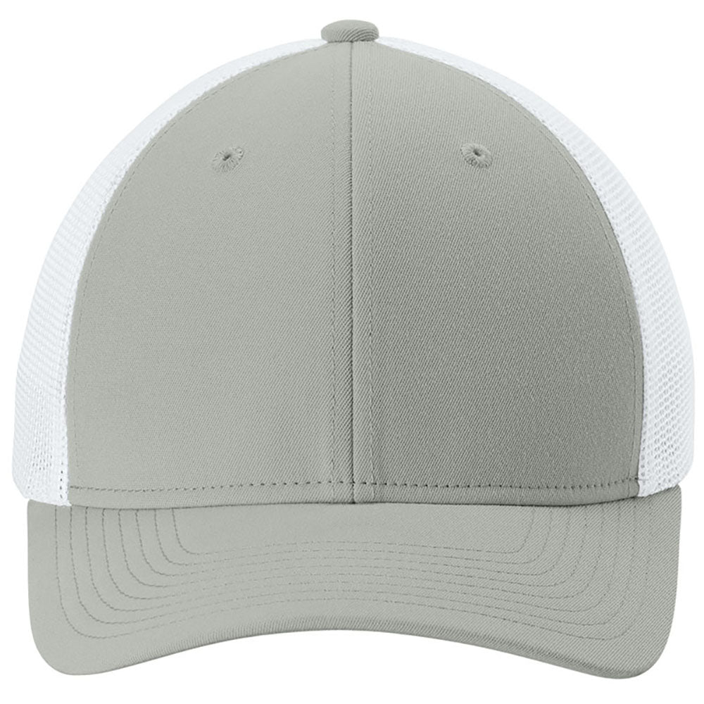 Sport-Tek Silver/White Stretch-Tek Mesh Back Cap