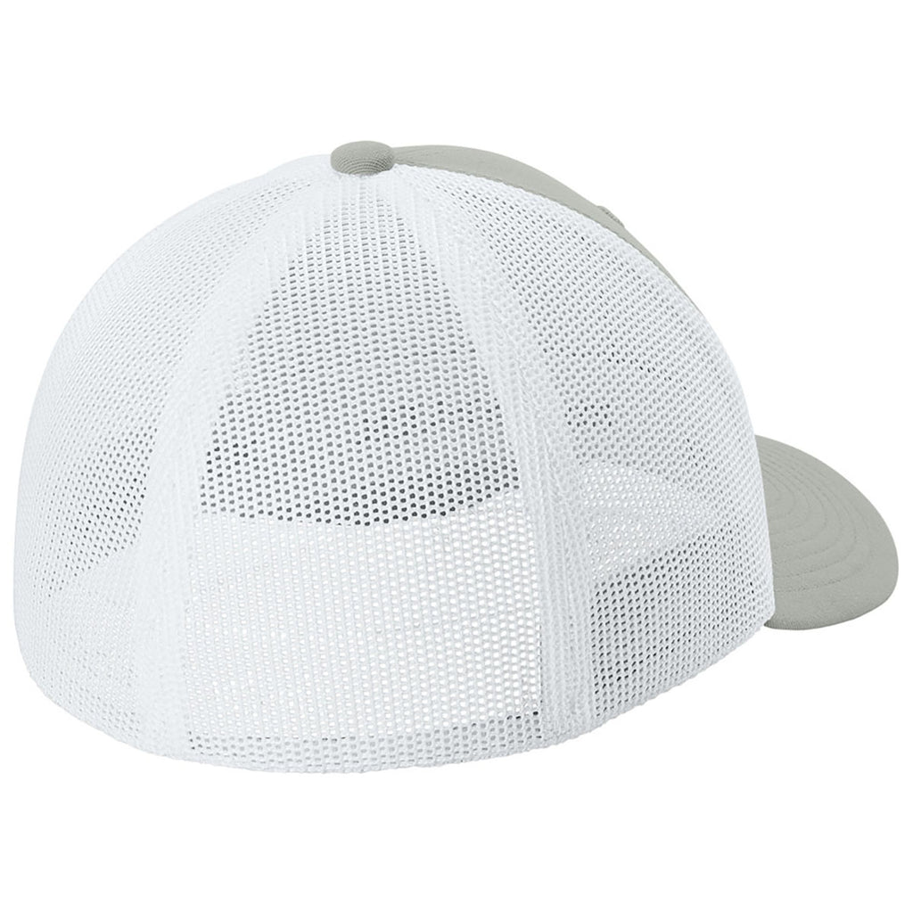 Sport-Tek Silver/White Stretch-Tek Mesh Back Cap