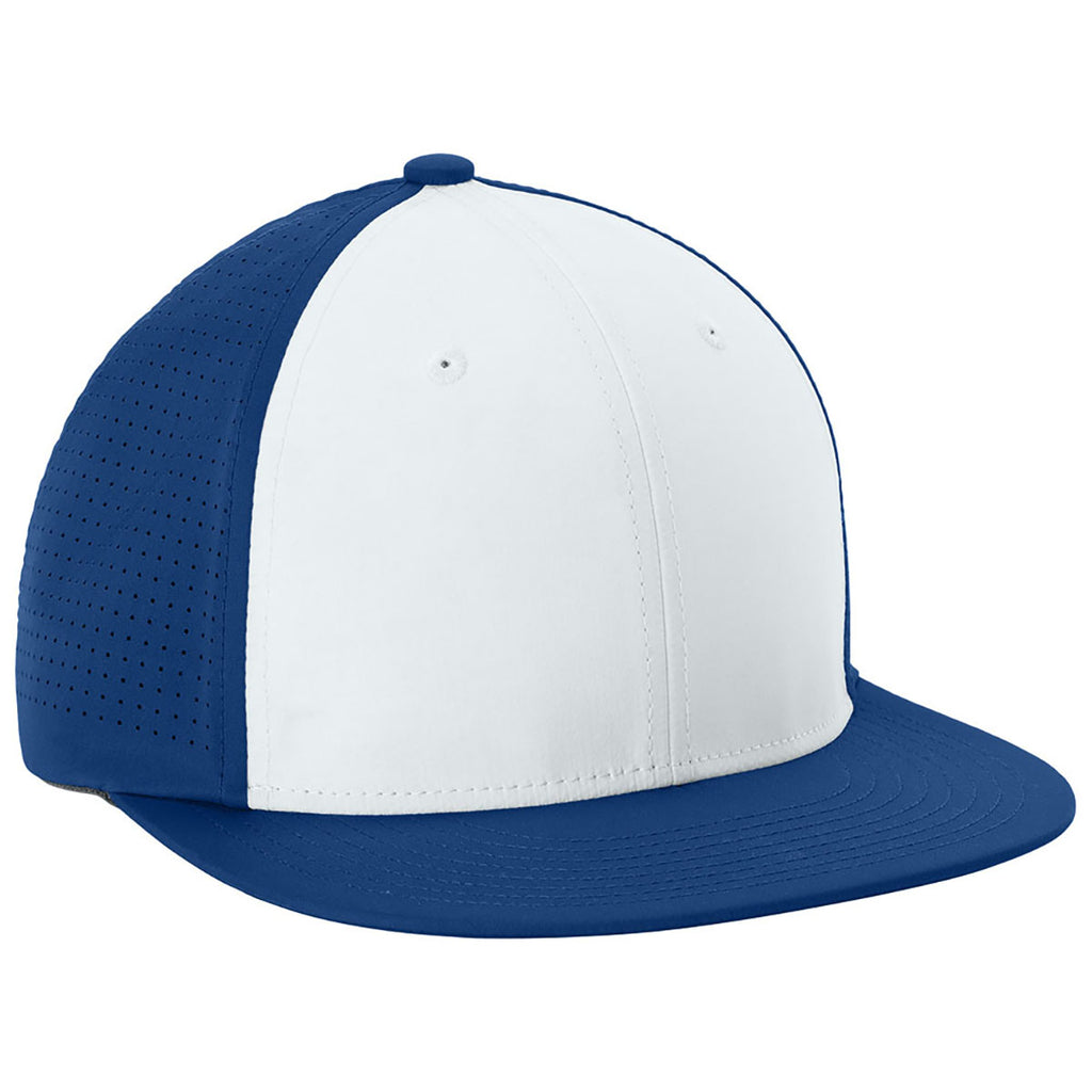 Sport-Tek White/True Royal/True Royal Pro-Cut Stretch-Tek Cap