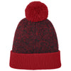 Sport-Tek Deep Red/Black Halftime Heather Pom Beanie