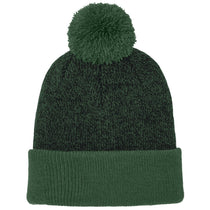 Sport-Tek Forest Green/Black Halftime Heather Pom Beanie