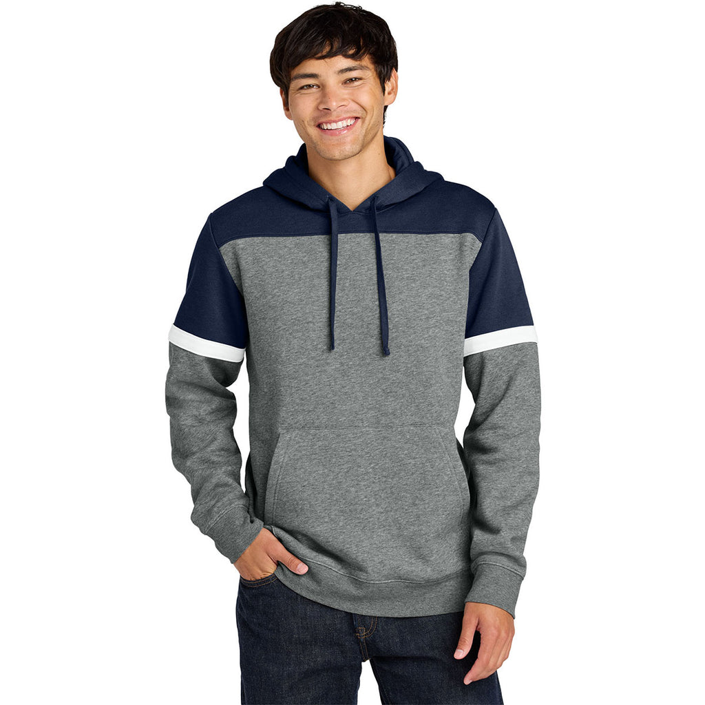 Sport-Tek Men's True Navy/Vintage Heather Drive Fleece Colorblock Hoodie