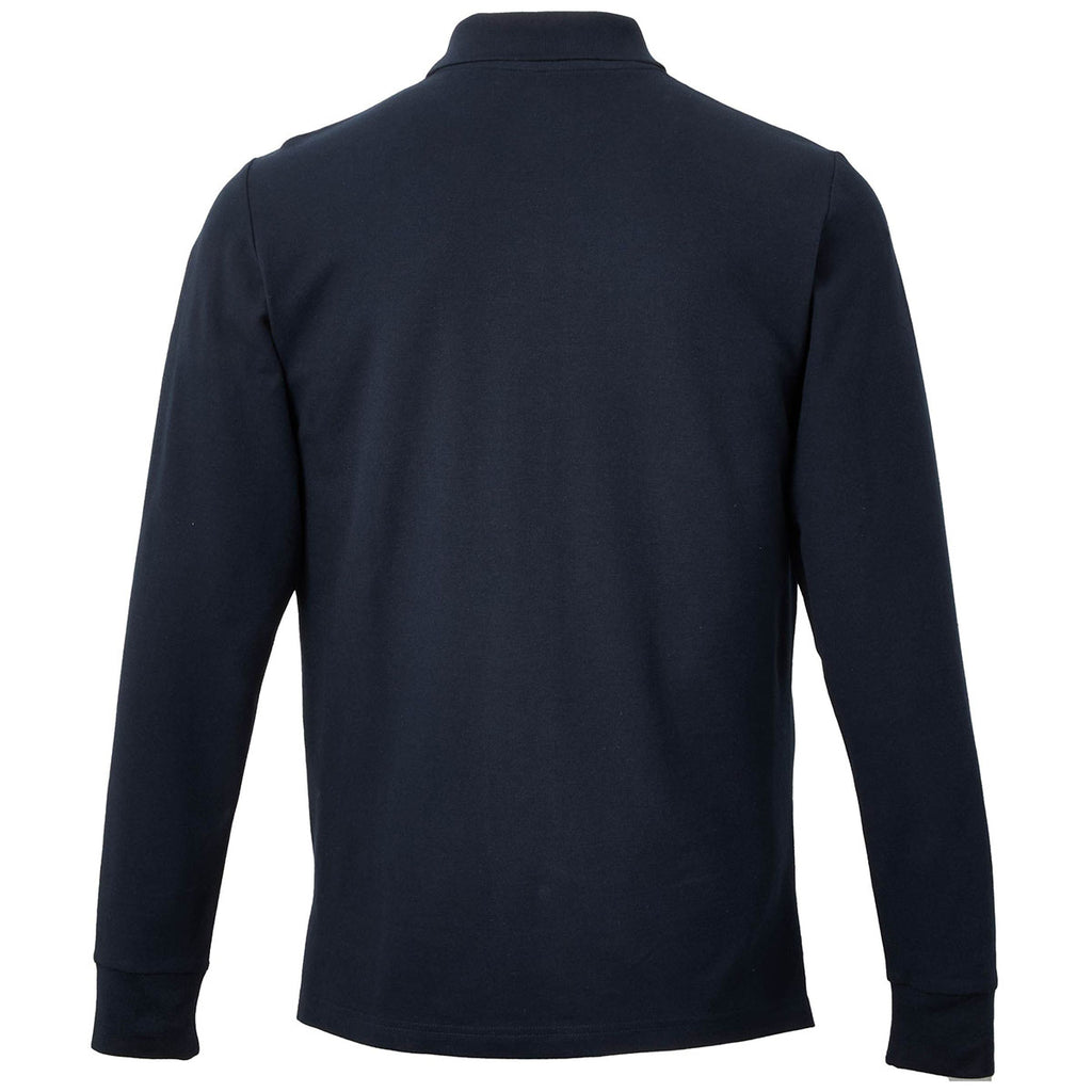 Elevate Men's Navy Palo Long Sleeve 100% Cotton Pique Polo