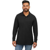 Elevate Men's Black Palo Long Sleeve 100% Cotton Pique Polo