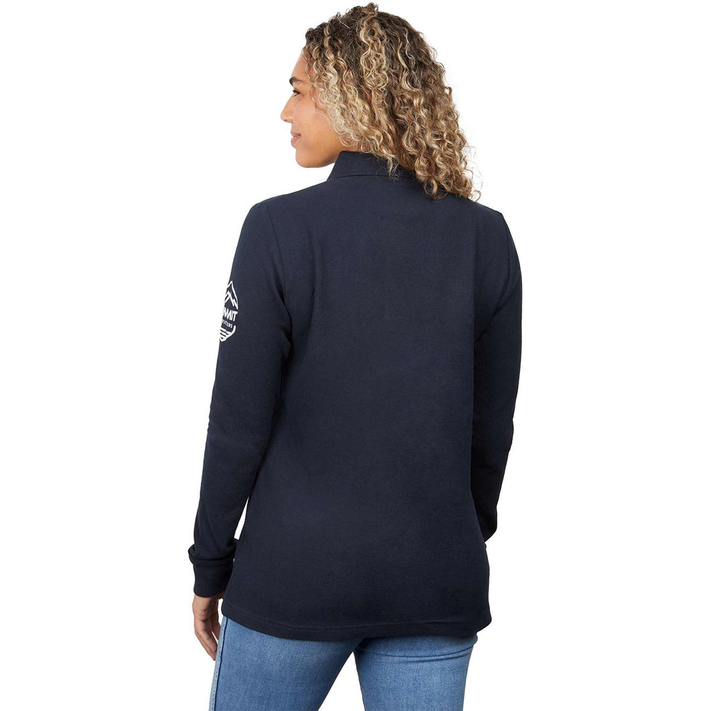 Elevate Women's Navy Palo Long Sleeve 100% Cotton Pique Polo