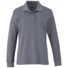 Elevate Women's Steel Grey Palo Long Sleeve 100% Cotton Pique Polo