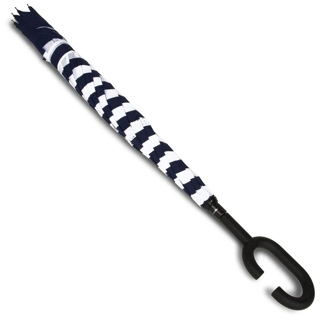 Shed Rain Navy/Navy Bond UnbelievaBrella 48" Reverse-Close Manual Stick Umbrella (Prints)
