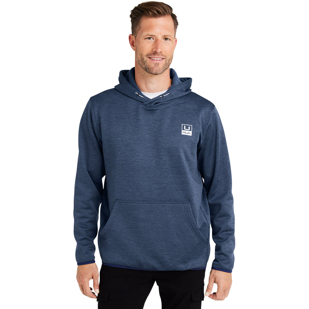 HUK Men's Naval Academy Heather Performance Hooded Fleece Pullover