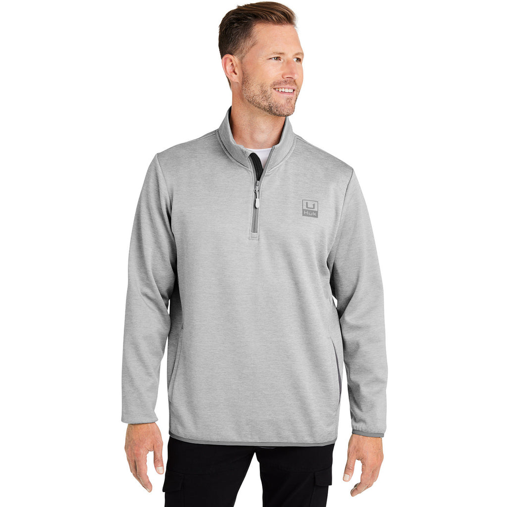 HUK Men's Harbormist Heather Cold Front Quarter-Zip