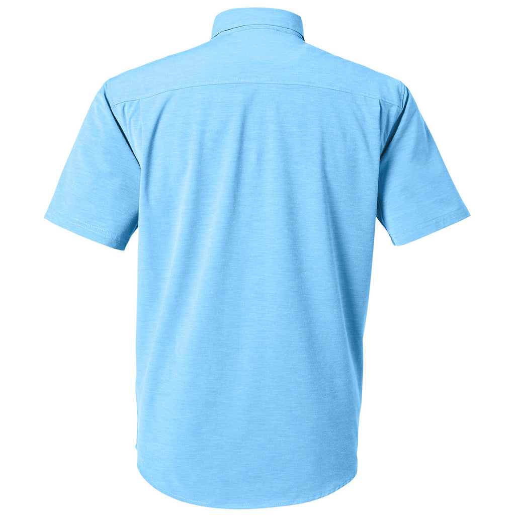 HUK Men's Marolina Blue Kona Solid Short Sleeve Shirt